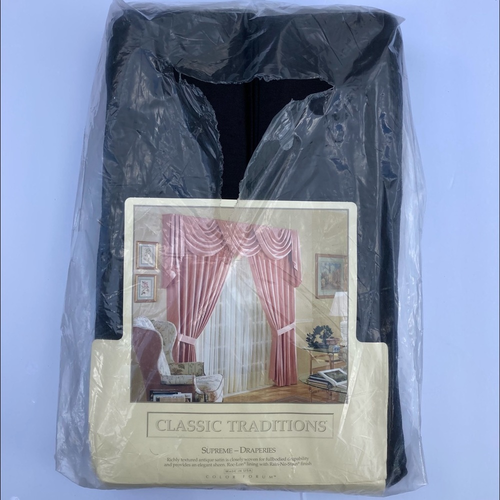 Vintage Classic Traditions Draperies By JC Penney Black 50” x 84” 2 Panels NOS